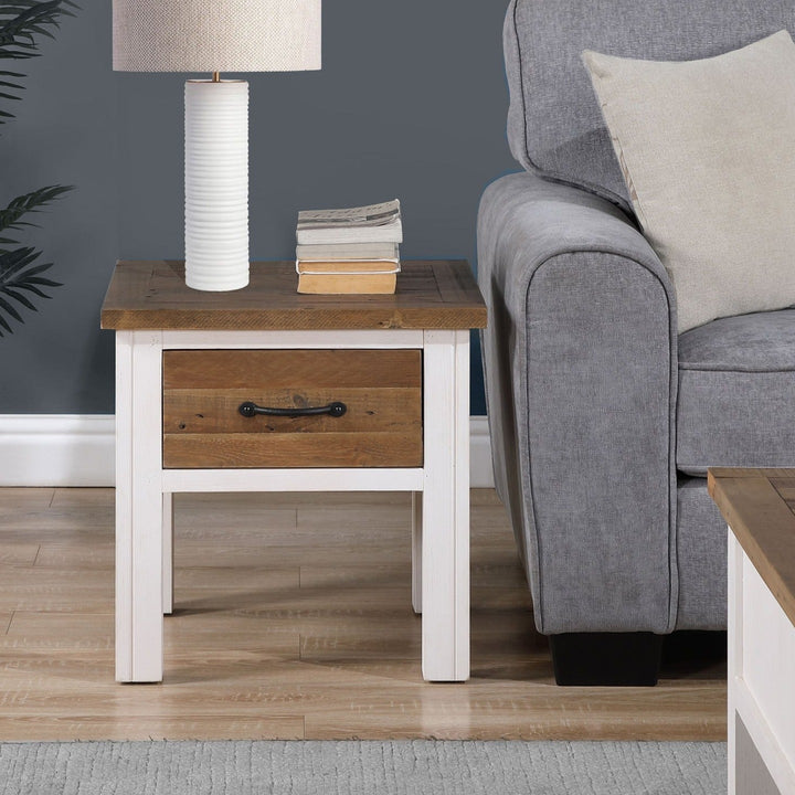 Splash of White Lamp Table With drawer1 - Duck Barn Interiors