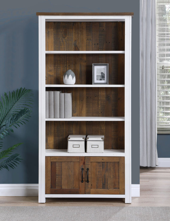 Splash of White Large Open Bookcase with Cupboard4 - Duck Barn Interiors