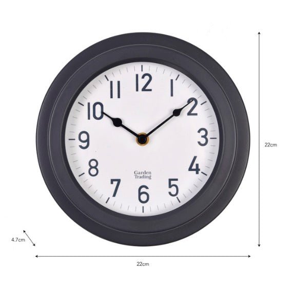 Tenby Outdoor Clock (22cm) - Carbon3 - Duck Barn Interiors