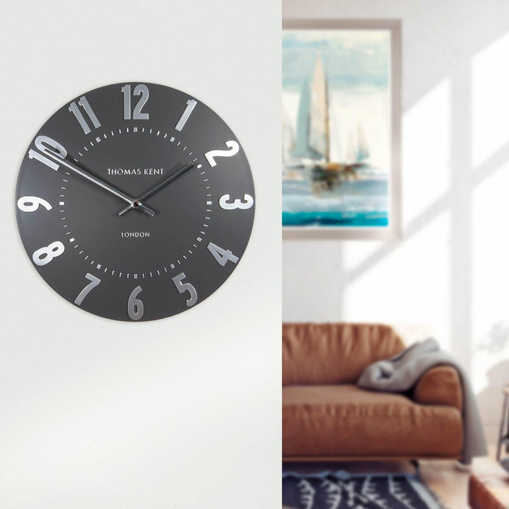 Thomas Kent Mulberry Wall Clock - Graphite Silver (30cm/12")1 - Duck Barn Interiors