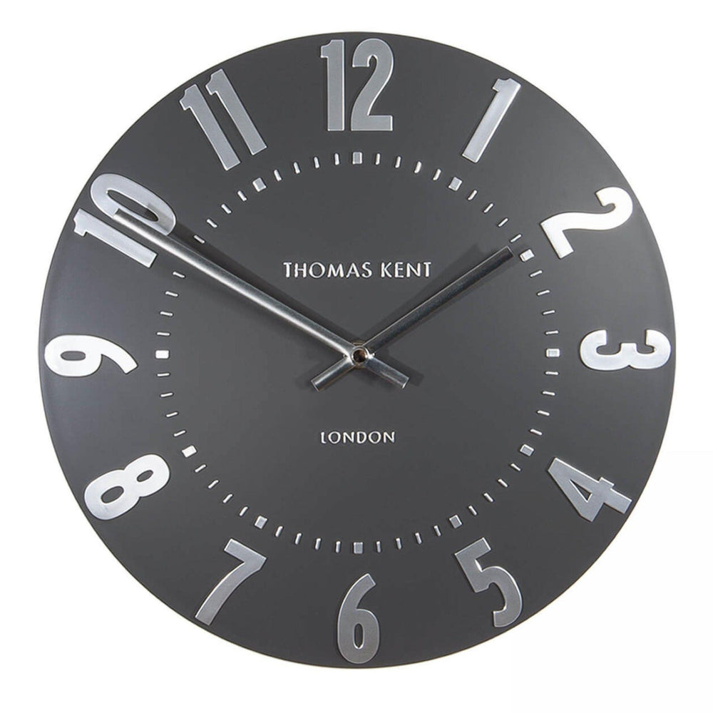 Thomas Kent Mulberry Wall Clock - Graphite Silver (30cm/12") - Duck Barn Interiors