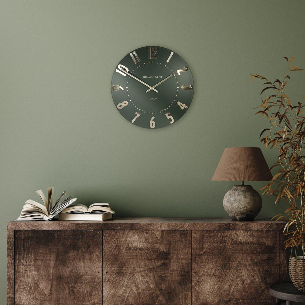 Thomas Kent Mulberry Wall Clock - Olive Green (30cm/12")2 - Duck Barn Interiors