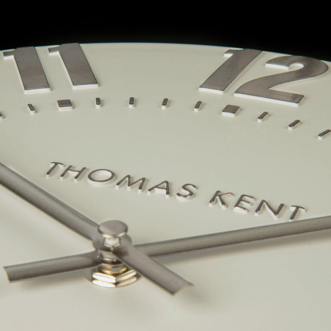 Thomas Kent Mulberry Wall Clock - Silver Cloud (30cm/12")4 - Duck Barn Interiors