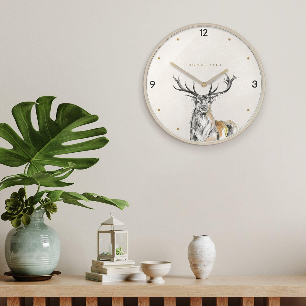 Thomas Kent Wild Stag Wall Clock (30cm/12") - Duck Barn Interiors