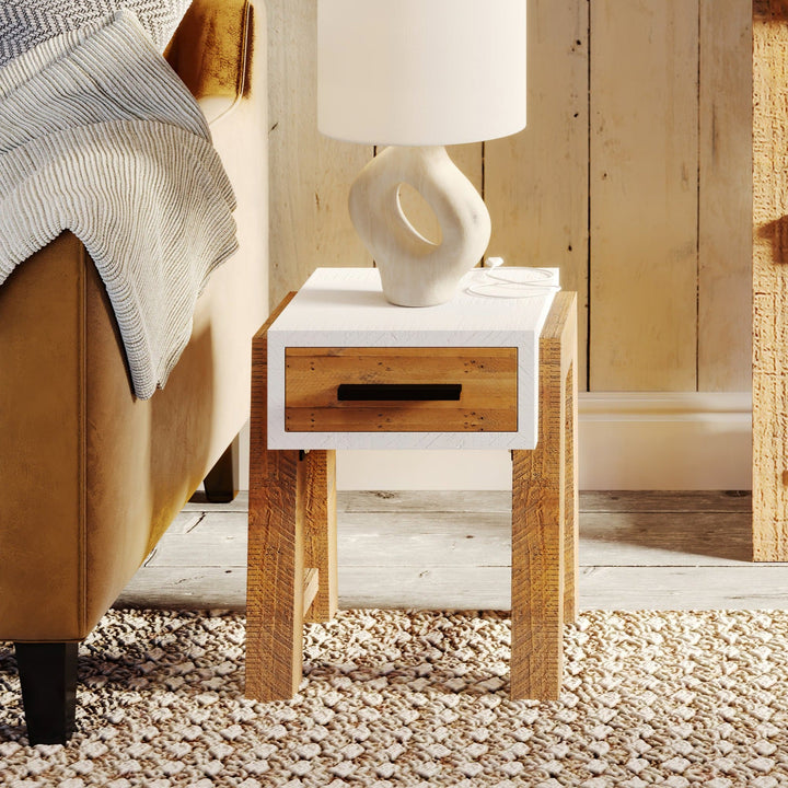 Trinity Reclaimed Wood Side Table With One Drawer1 - Duck Barn Interiors