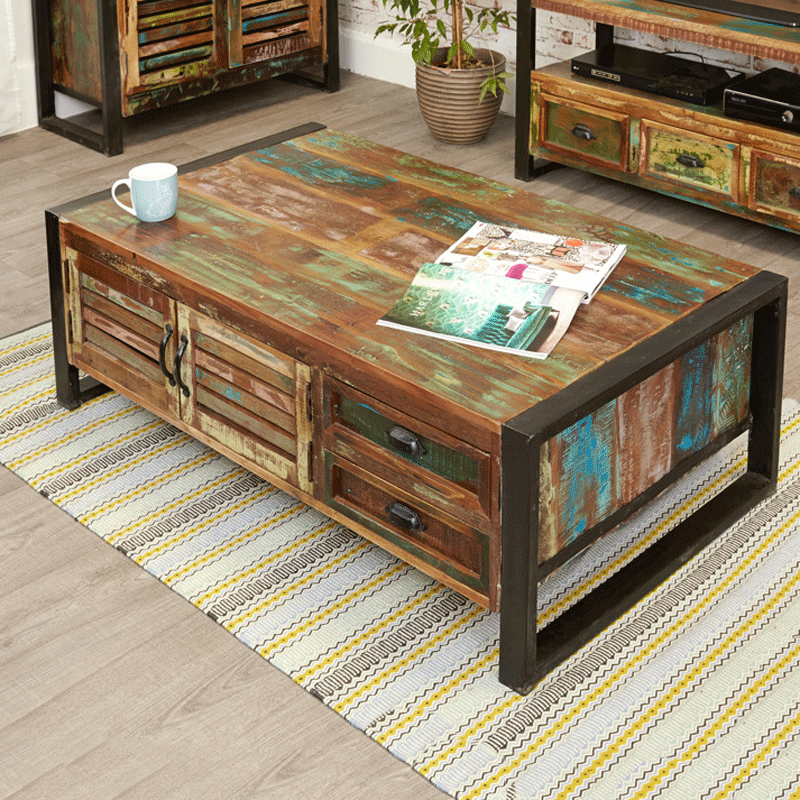 Urban Chic Large Coffee Table with Drawers & Cupboard1 - Duck Barn Interiors