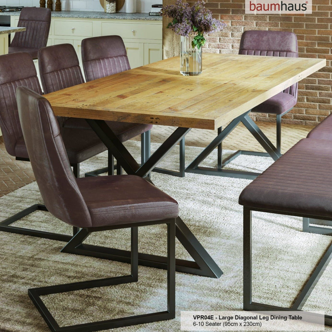 Urban Elegance - Reclaimed Wooden Dining Table - Diagonal Leg - Seats 6 - 102 - Duck Barn Interiors