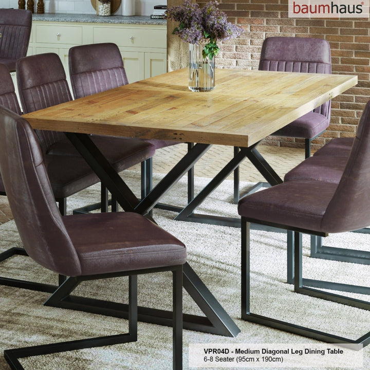 Urban Elegance - Reclaimed Dining Table - MEDIUM (Diagonal Leg) 6 - 8 seater1 - Duck Barn Interiors