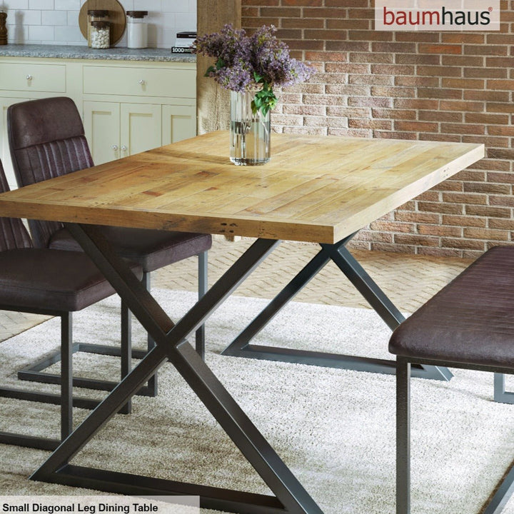 Urban Elegance - Reclaimed Wooden Dining Table - Diagonal Leg - Seats 4 - 61 - Duck Barn Interiors