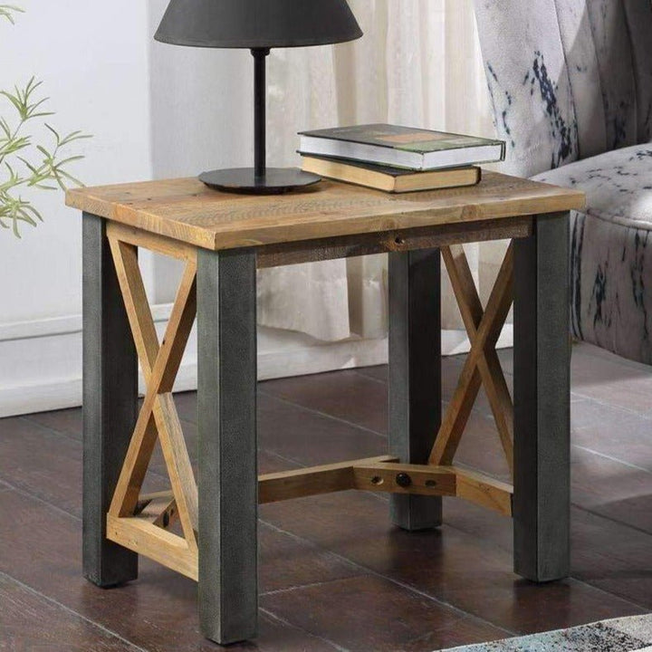 Urban Elegance - Reclaimed Open Front Side Lamp Table1 - Duck Barn Interiors