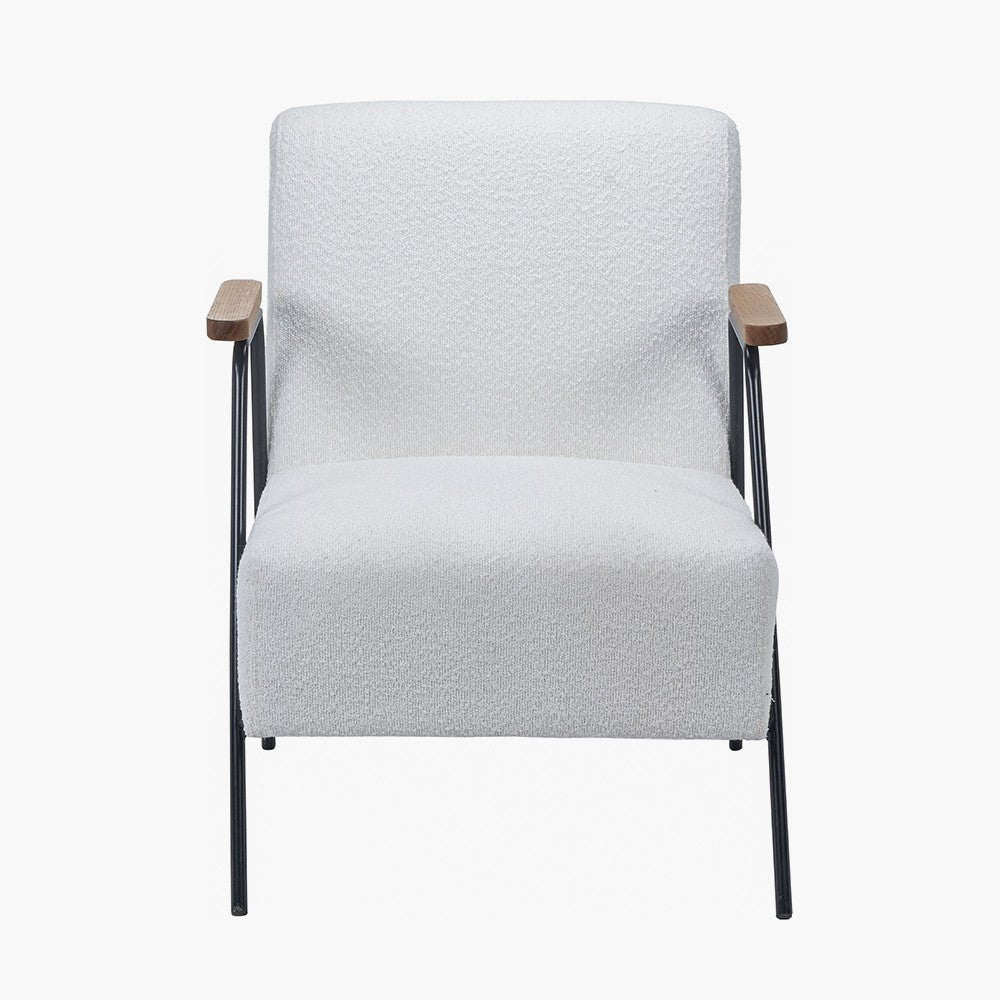 White Accent Chair with Wooden Arms and Black Legs3 - Duck Barn Interiors