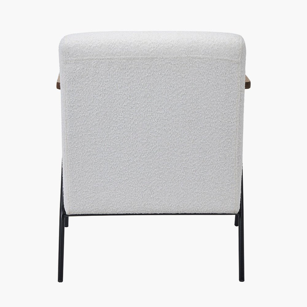 White Accent Chair with Wooden Arms and Black Legs4 - Duck Barn Interiors