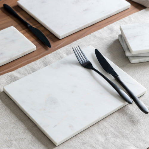 White Marble Rectangle Placemats (Set of 2)