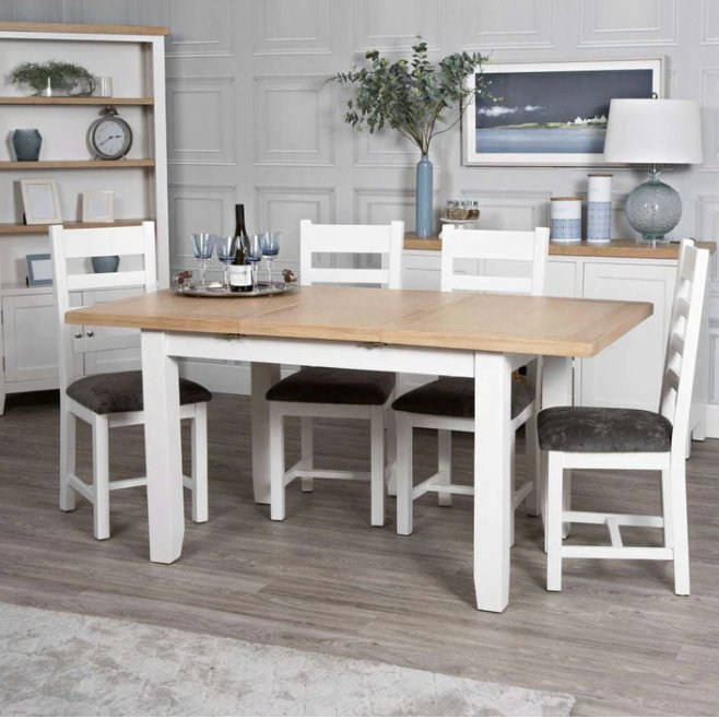 Windsor White 1.2m Butterfly Extending Dining Table2 - Duck Barn Interiors