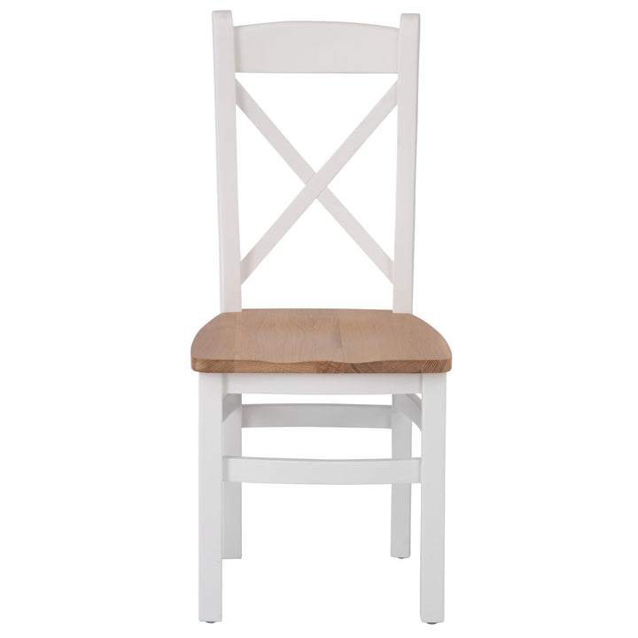 Windsor White Cross Back Chair Wooden Seat8 - Duck Barn Interiors