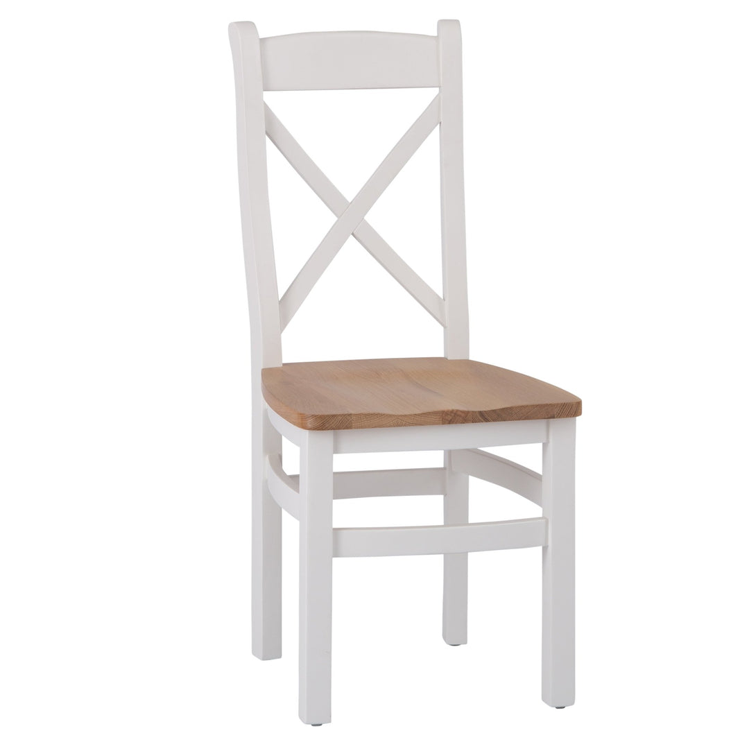 Windsor White Cross Back Chair Wooden Seat2 - Duck Barn Interiors