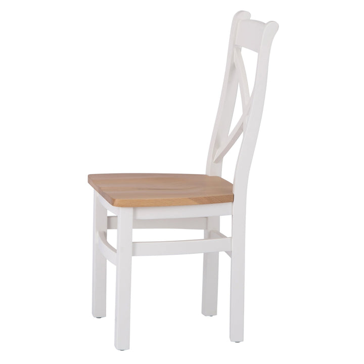 Windsor White Cross Back Chair Wooden Seat5 - Duck Barn Interiors