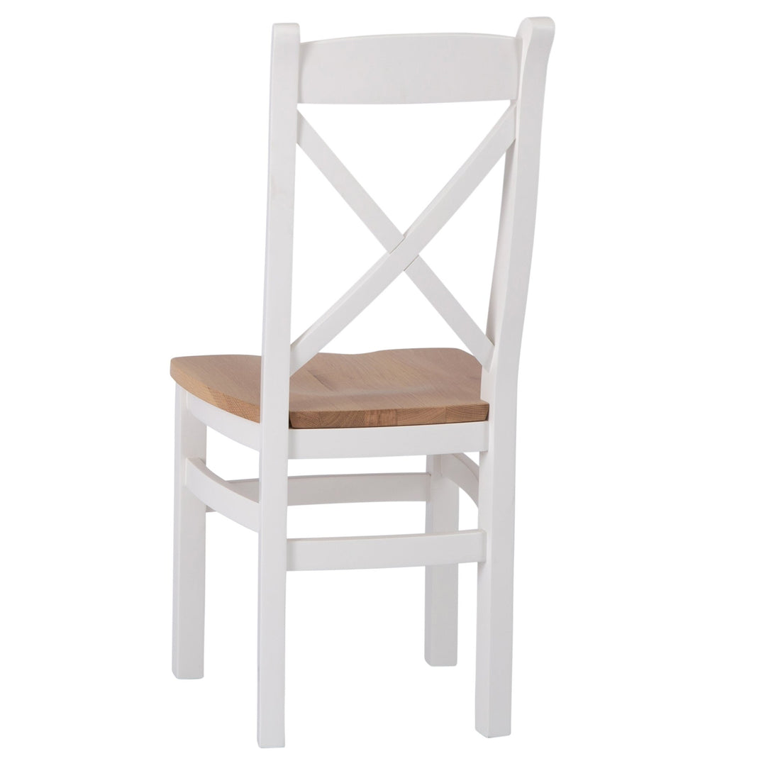 Windsor White Cross Back Chair Wooden Seat4 - Duck Barn Interiors